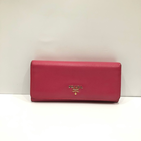 Prada Pink Flap Wallet Sku#84595 (Gently used, edge peeling) - Picture 2 of 16